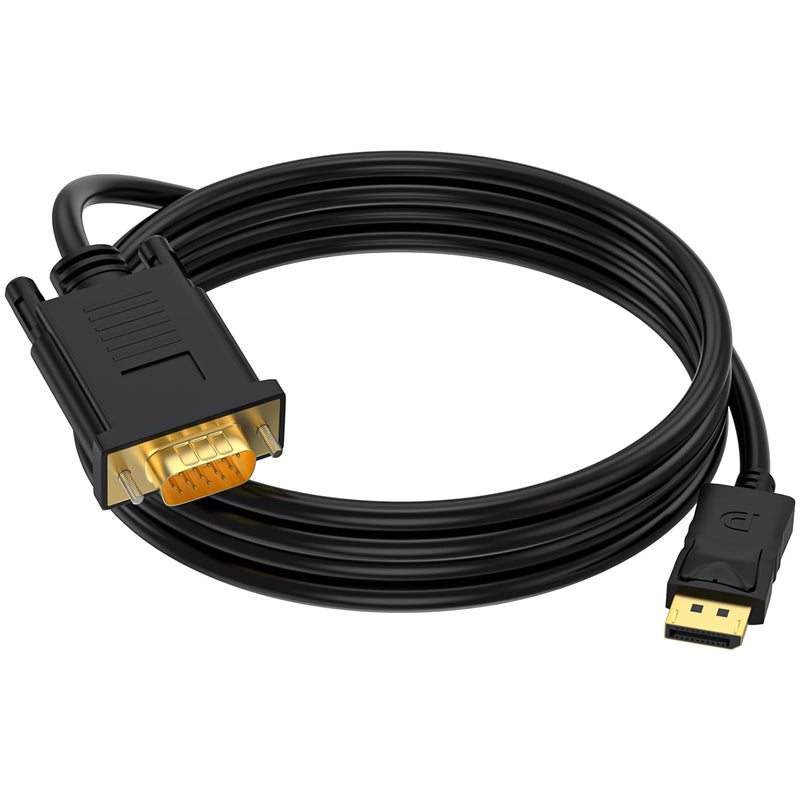 Seefeful (in) DisplayPort to (Out) VGA Adapter DP to VGA Cable Male to Male Gold-Plated for Computer, Laptop, Monitor, TV, Projector (NOT Bidirectional) (3 FT-1PACK) - Image 1
